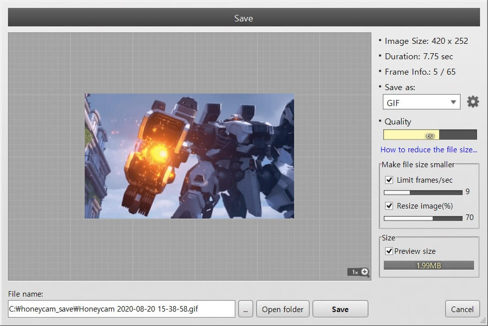 How to make GIF/WebP file size smaller - Honeycam
