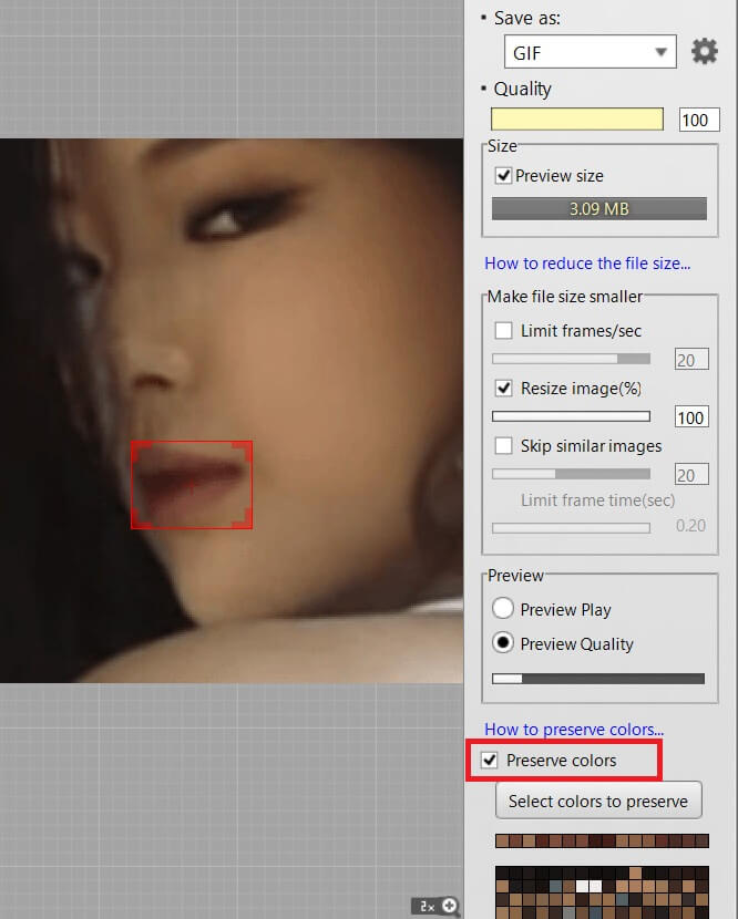 How to prevent color loss when saving as GIF - Honeycam